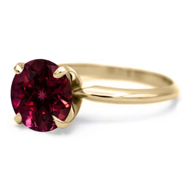 Round Ruby 14K or 18K Yellow Gold 4 Prongs Solitaire Ring-FIRE & BRILLIANCE