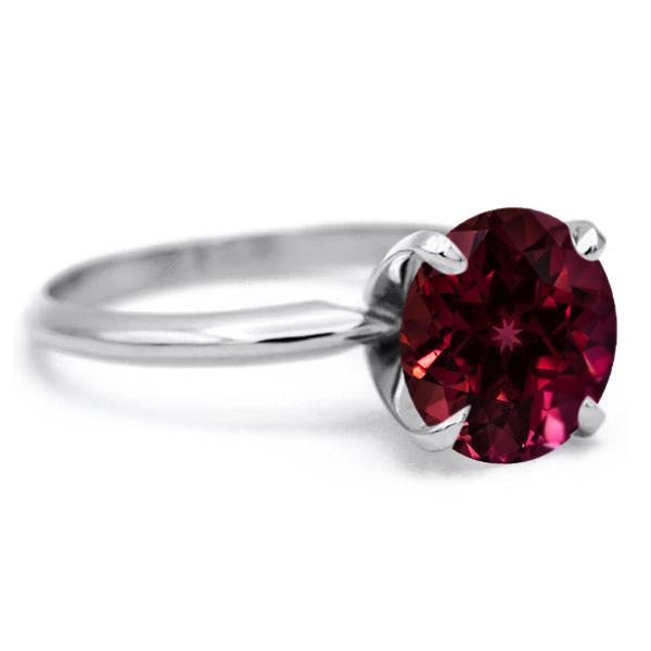 Round Ruby Platinum 4 Prongs Solitaire Ring-FIRE & BRILLIANCE