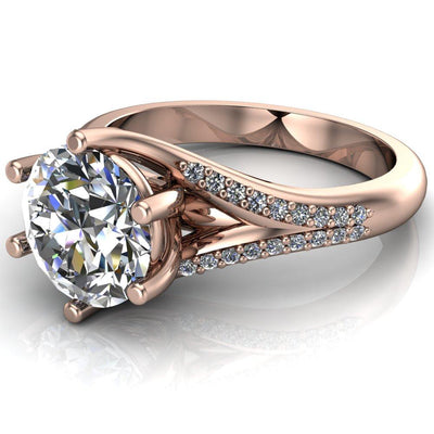 Rowan Round Moissanite Half Eternity Split Setting Engagement Ring-Custom-Made Jewelry-Fire & Brilliance ®