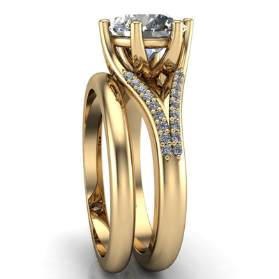 Rowan Round Moissanite Half Eternity Split Setting Engagement Ring-Custom-Made Jewelry-Fire & Brilliance ®
