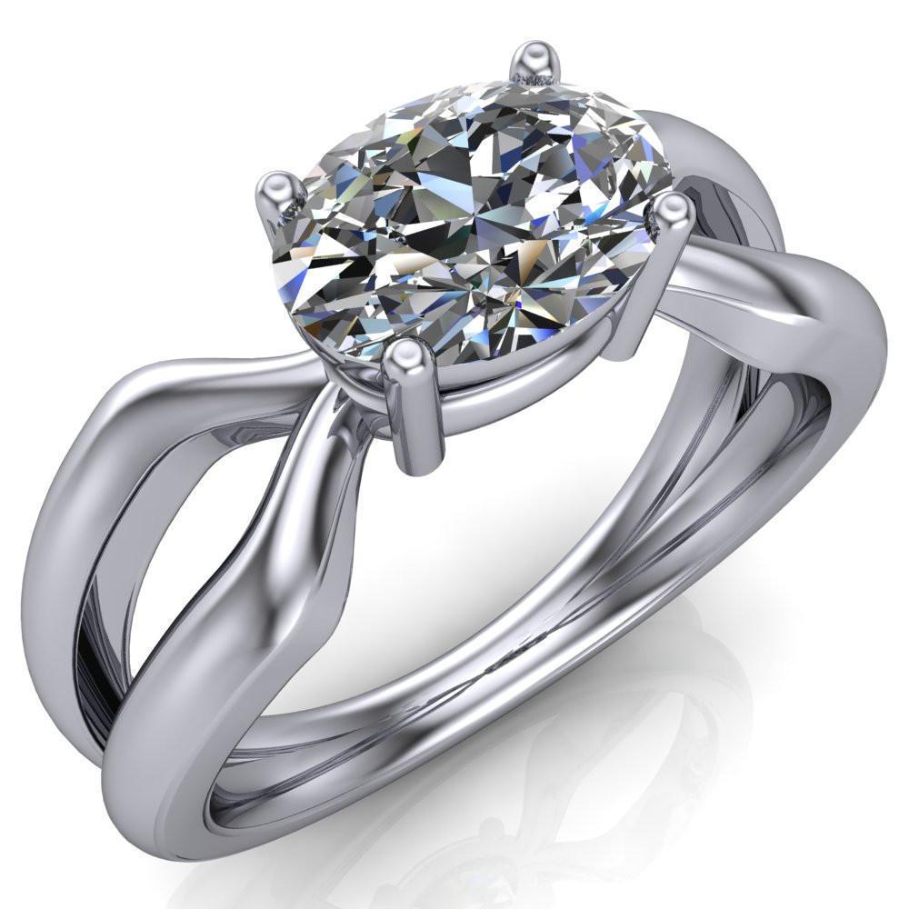 Roxxi Oval Moissanite 4 Prong Under Bezel Split Shank Ring-Custom-Made Jewelry-Fire & Brilliance ®