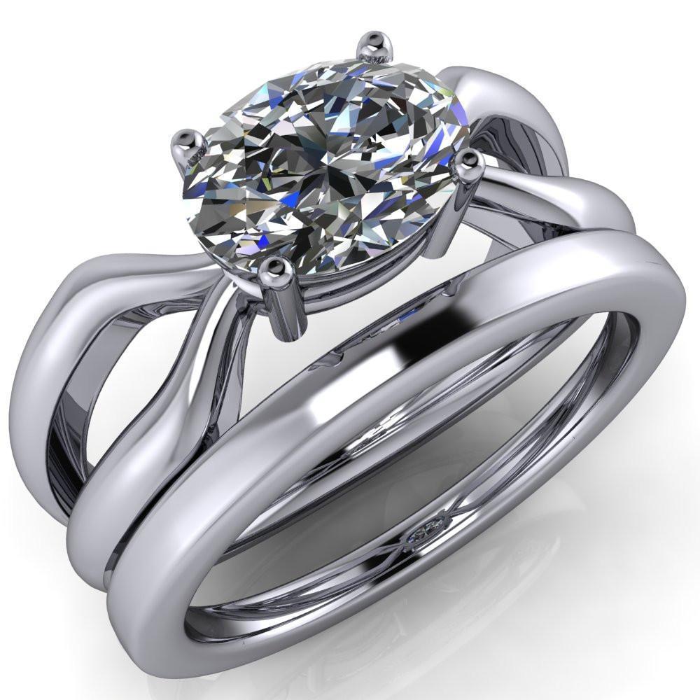 Roxxi Oval Moissanite 4 Prong Under Bezel Split Shank Ring-Custom-Made Jewelry-Fire & Brilliance ®