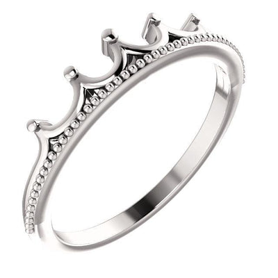 Royal Petite Crown with Milgrain Stackable Band-Wedding and Anniversary Bands-Fire & Brilliance ®