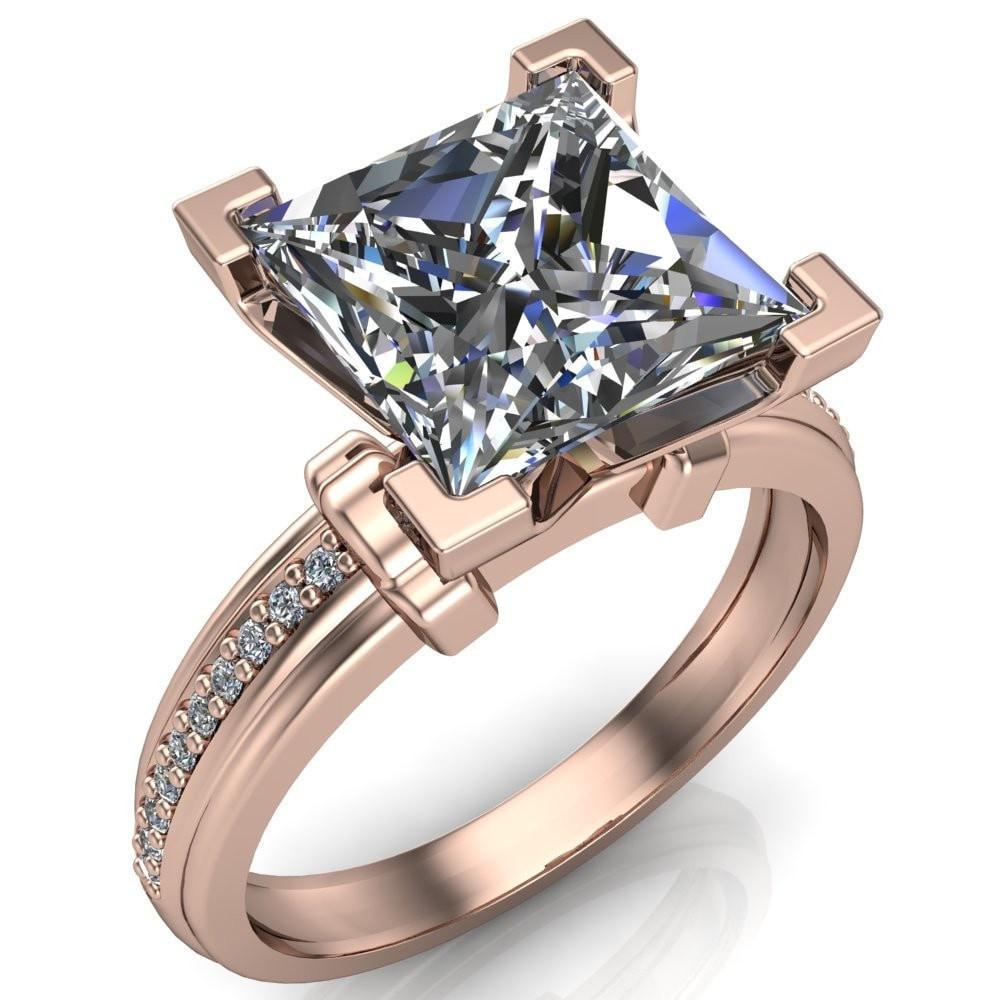 Sabra Princess/Square Diamond Channel Engagement Ring-Custom-Made Jewelry-Fire & Brilliance ®