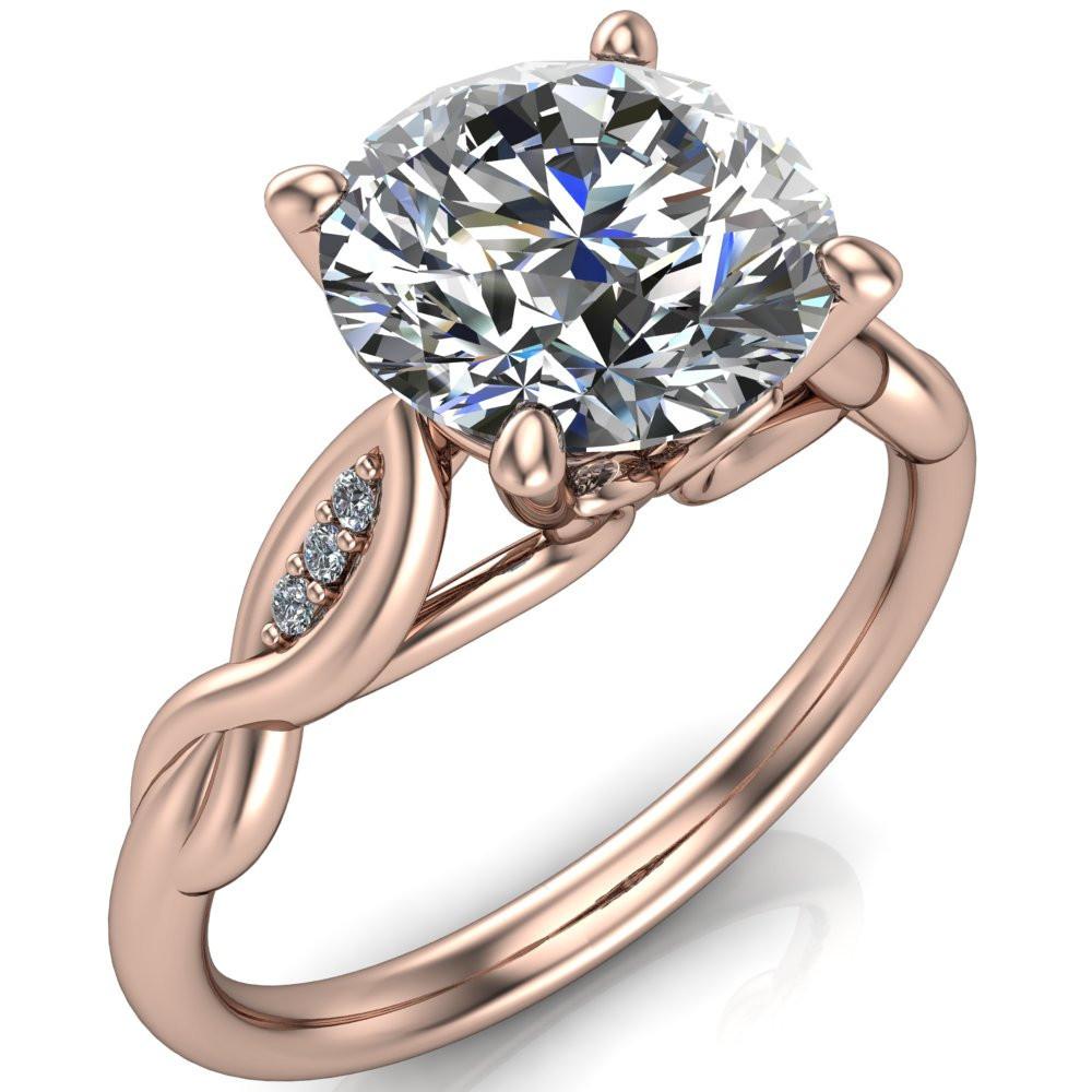 Sabrina Round Moissanite Split Shank Diamond Accent Ring-Custom-Made Jewelry-Fire & Brilliance ®