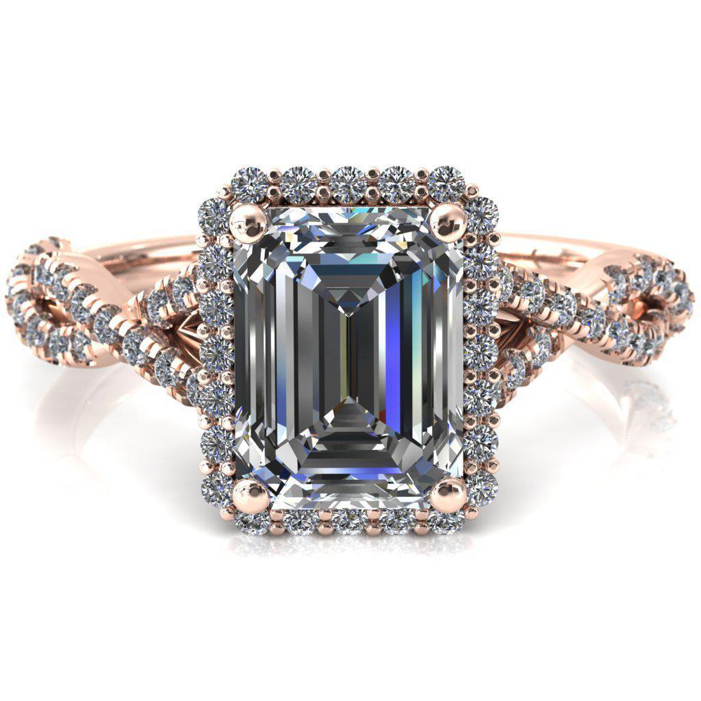 Sacha Emerald Moissanite 4 Prong 1/2 Micropavé Infinity Shank Engagement Ring-FIRE & BRILLIANCE