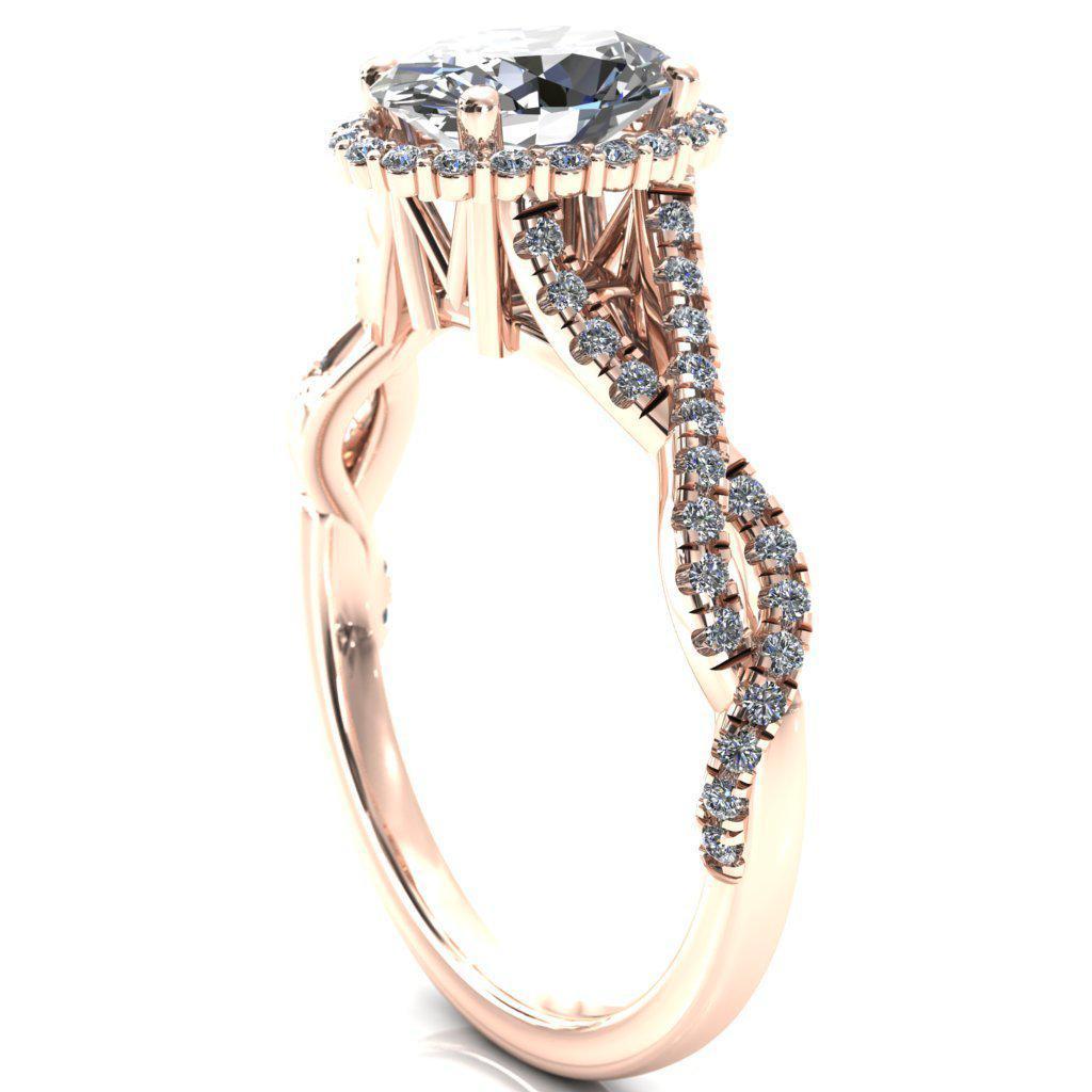 Sacha Oval Moissanite 4 Prong 1/2 Micropavé Infinity Shank Engagement Ring-FIRE & BRILLIANCE