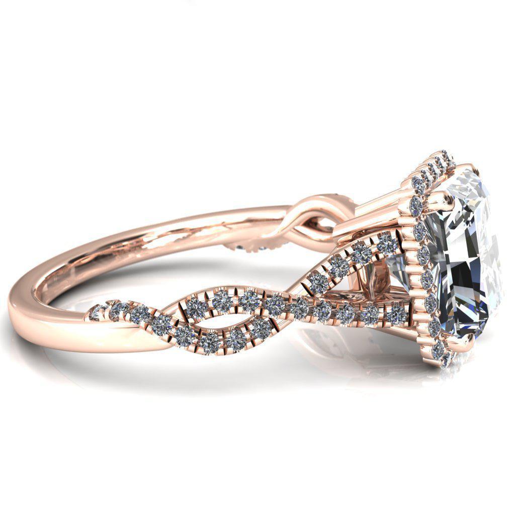 Sacha Radiant Moissanite 4 Prong 1/2 Micropavé Infinity Shank Engagement Ring-FIRE & BRILLIANCE