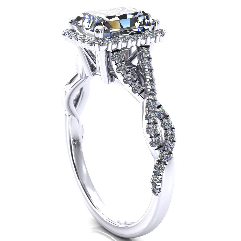 Sacha Radiant Moissanite 4 Prong 1/2 Micropavé Infinity Shank Engagement Ring-FIRE & BRILLIANCE