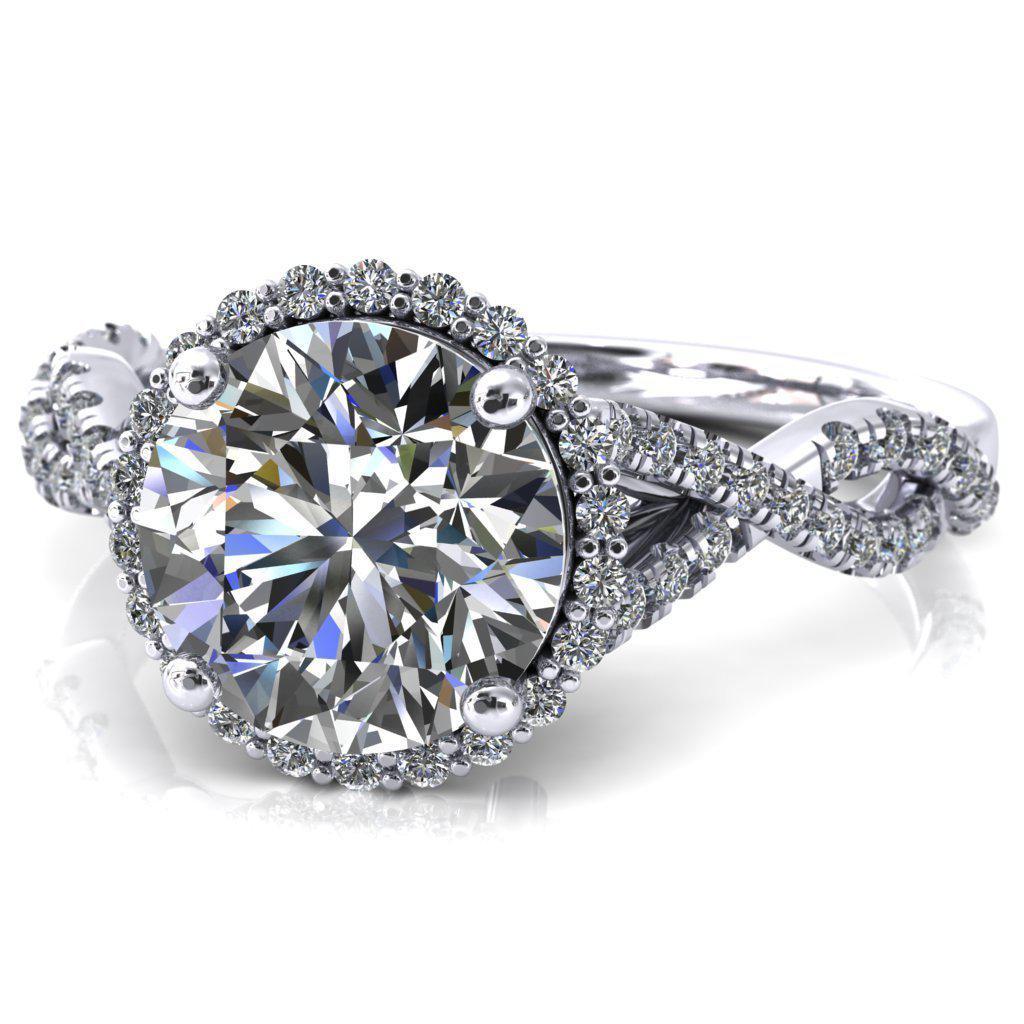 Sacha Round Moissanite 4 Prong 1/2 Micropavé Infinity Shank Engagement Ring-FIRE & BRILLIANCE