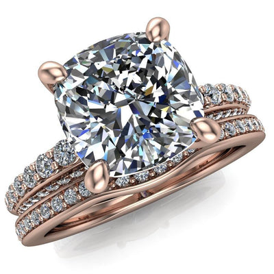 Sahana Cushion Moissanite Under Bezel Double Diamond Channel Ring-Custom-Made Jewelry-Fire & Brilliance ®