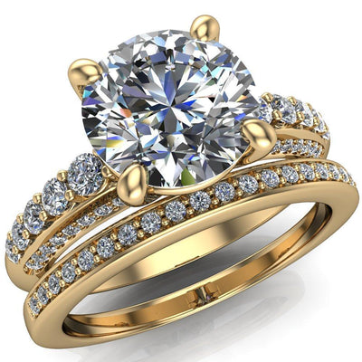 Sailor Round Moissanite 4 Prong Half Eternity Engagement Ring-Custom-Made Jewelry-Fire & Brilliance ®