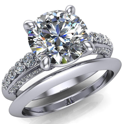 Sailor Round Moissanite 4 Prong Half Eternity Engagement Ring-Custom-Made Jewelry-Fire & Brilliance ®