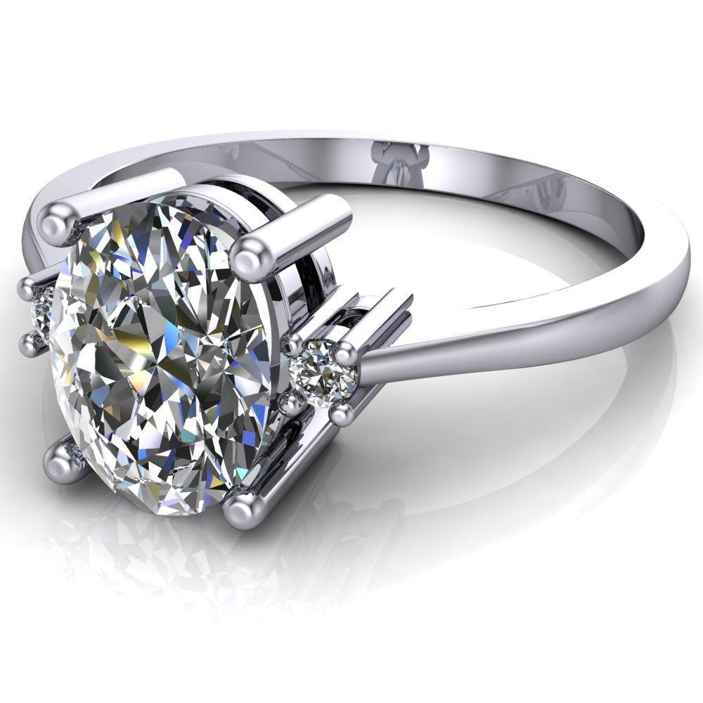 Saint Oval Moissanite Under Bezel Comfort Fit 3 Stone Engagement Ring-Custom-Made Jewelry-Fire & Brilliance ®