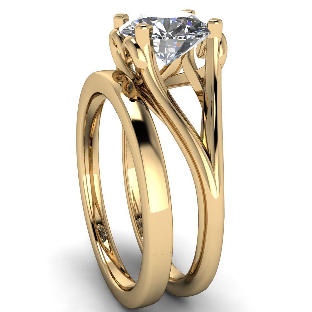 Sandra Round Moissanite Split Shank Brilliant Heart Ring-Custom-Made Jewelry-Fire & Brilliance ®