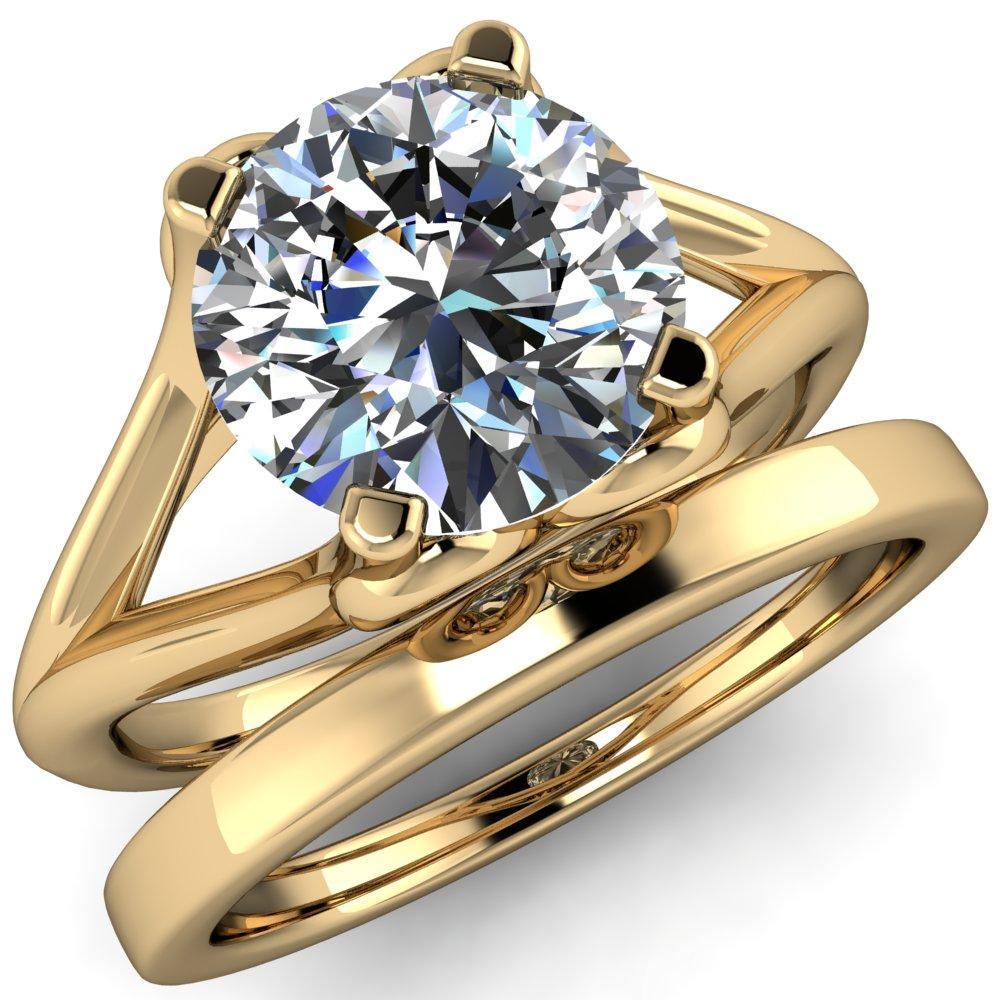 Sandra Round Moissanite Split Shank Brilliant Heart Ring-Custom-Made Jewelry-Fire & Brilliance ®