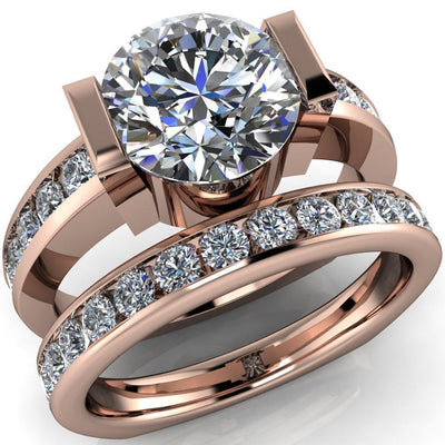 Savannah Round Moissanite Half Bezel Full Under Bezel Channel Diamond Sides Ring-Custom-Made Jewelry-Fire & Brilliance ®
