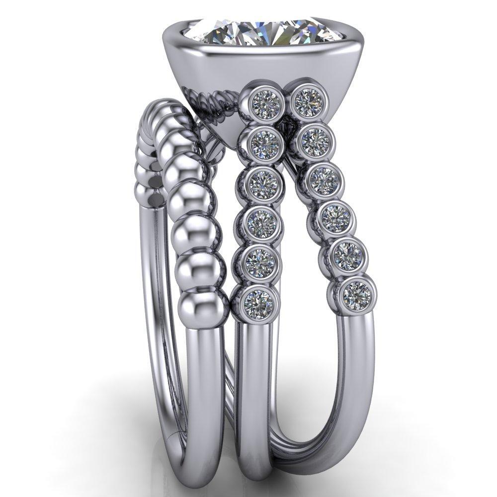 Seanna Cushion Moissanite Full Bezel Double Band Ring-Custom-Made Jewelry-Fire & Brilliance ®