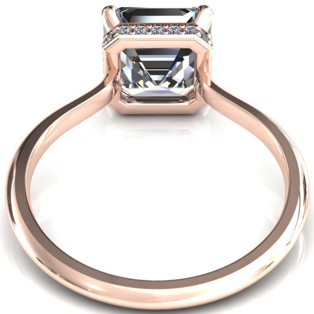 Secret Asscher Moissanite 4 Prong Floating Halo Engagement Ring-Custom-Made Jewelry-Fire & Brilliance ®