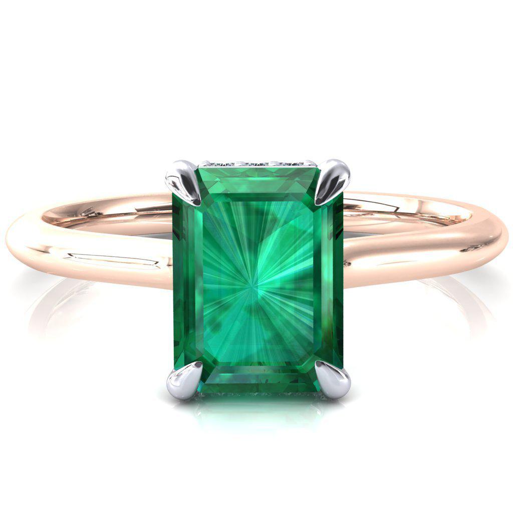 Secret Emerald Emerald 4 Prong Floating Halo Engagement Ring-FIRE & BRILLIANCE