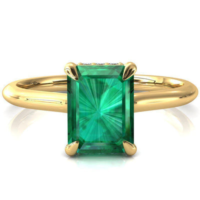 Secret Emerald Emerald 4 Prong Floating Halo Engagement Ring-FIRE & BRILLIANCE