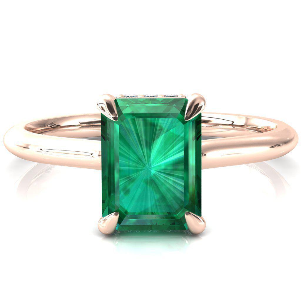 Secret Emerald Emerald 4 Prong Floating Halo Engagement Ring-FIRE & BRILLIANCE