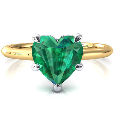 Secret Heart Emerald 5 Prong Floating Halo Engagement Ring-FIRE & BRILLIANCE