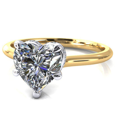 Secret Heart Moissanite 5 Prong Floating Halo Engagement Ring-Custom-Made Jewelry-Fire & Brilliance ®