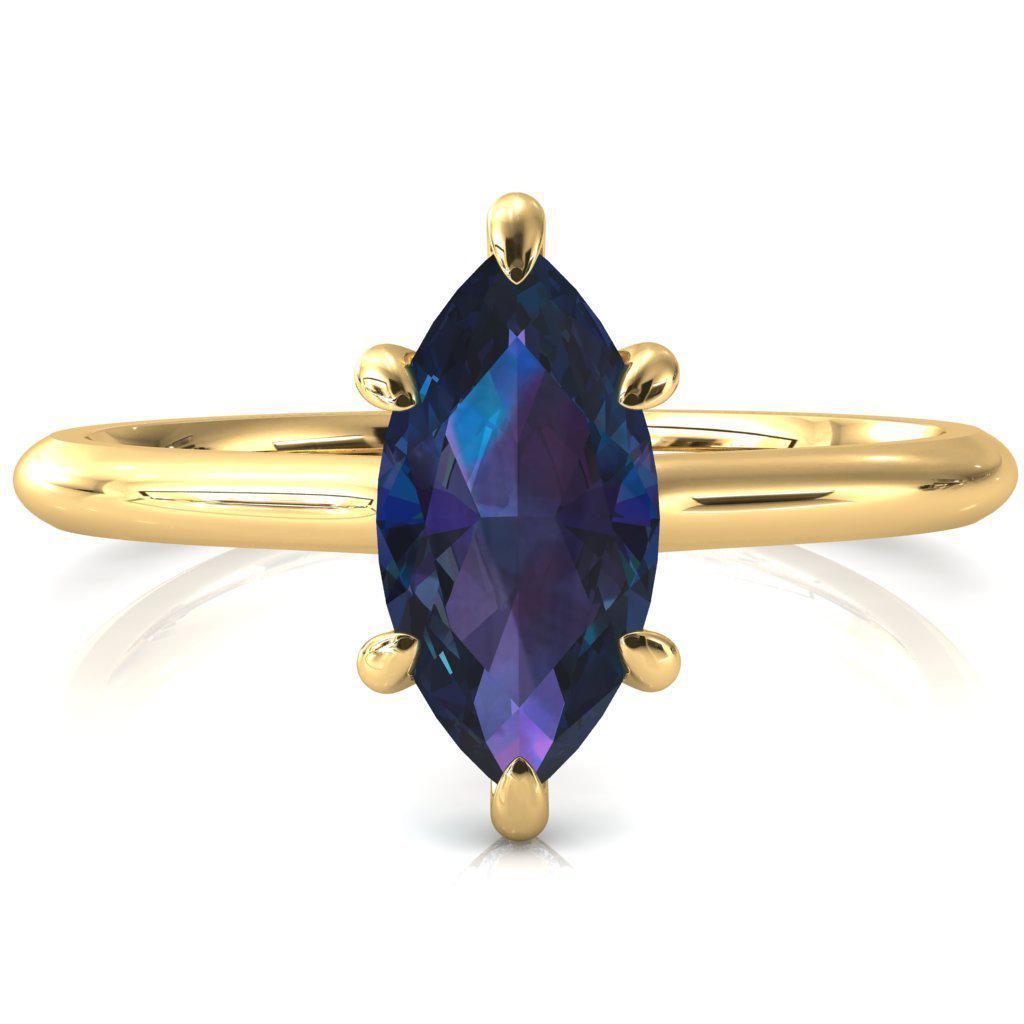 Secret Marquise Alexandrite 6 Prong Floating Halo Engagement Ring-FIRE & BRILLIANCE