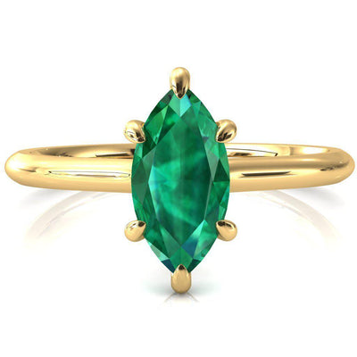 Secret Marquise Emerald 6 Prong Floating Halo Engagement Ring-FIRE & BRILLIANCE