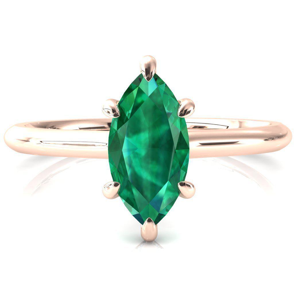 Secret Marquise Emerald 6 Prong Floating Halo Engagement Ring-FIRE & BRILLIANCE