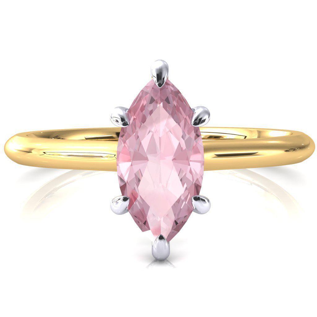 Secret Marquise Pink Sapphire 6 Prong Floating Halo Engagement Ring-FIRE & BRILLIANCE