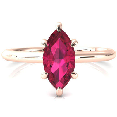 Secret Marquise Ruby 6 Prong Floating Halo Engagement Ring-FIRE & BRILLIANCE