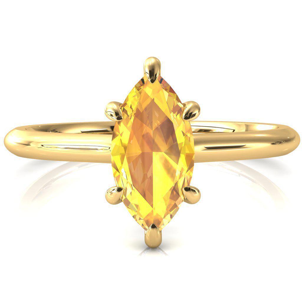 Secret Marquise Yellow Sapphire 6 Prong Floating Halo Engagement Ring-FIRE & BRILLIANCE