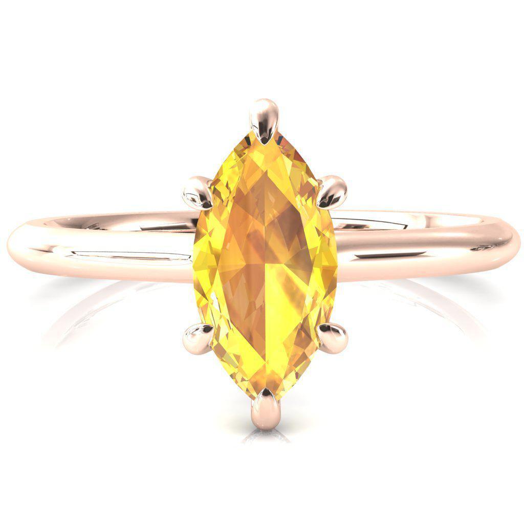 Secret Marquise Yellow Sapphire 6 Prong Floating Halo Engagement Ring-FIRE & BRILLIANCE