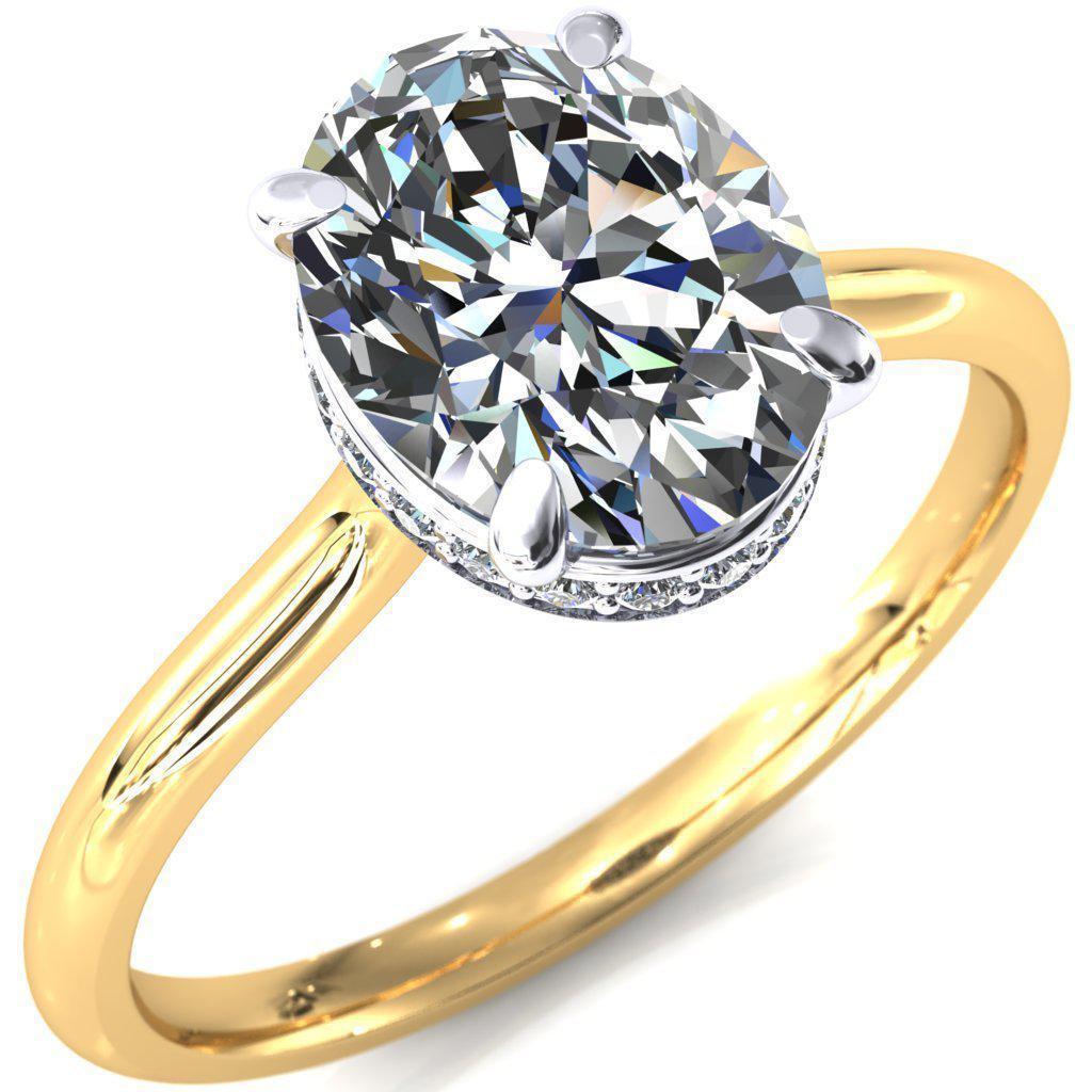 Secret Oval Moissanite 4 Prong Diamond Gallery Ring-Custom-Made Jewelry-Fire & Brilliance ®