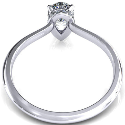 Secret Pear Moissanite 3 Prong Floating Halo Engagement Ring-Custom-Made Jewelry-Fire & Brilliance ®