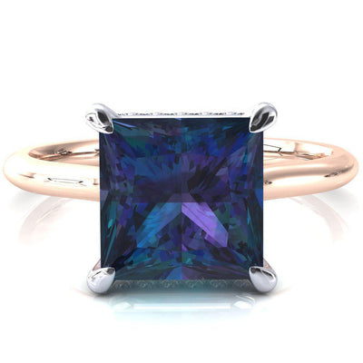 Secret Princess Alexandrite 4 Prong Floating Halo Engagement Ring-FIRE & BRILLIANCE