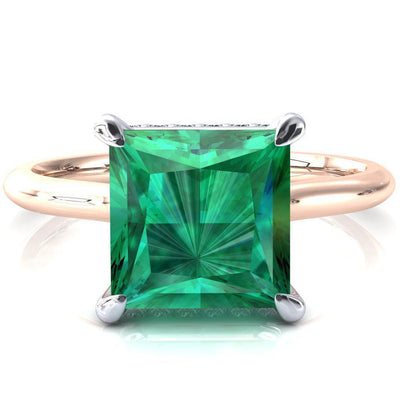 Secret Princess Emerald 4 Prong Floating Halo Engagement Ring-FIRE & BRILLIANCE