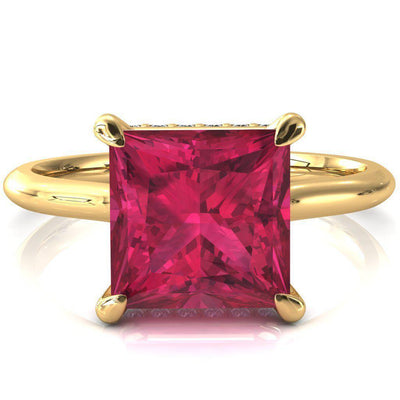 Secret Princess Ruby 4 Prong Floating Halo Engagement Ring-FIRE & BRILLIANCE