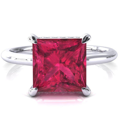 Secret Princess Ruby 4 Prong Floating Halo Engagement Ring-FIRE & BRILLIANCE