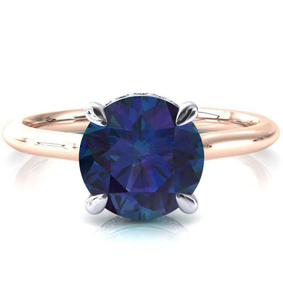 Secret Round Alexandrite 4 Prong Floating Halo Engagement Ring-FIRE & BRILLIANCE