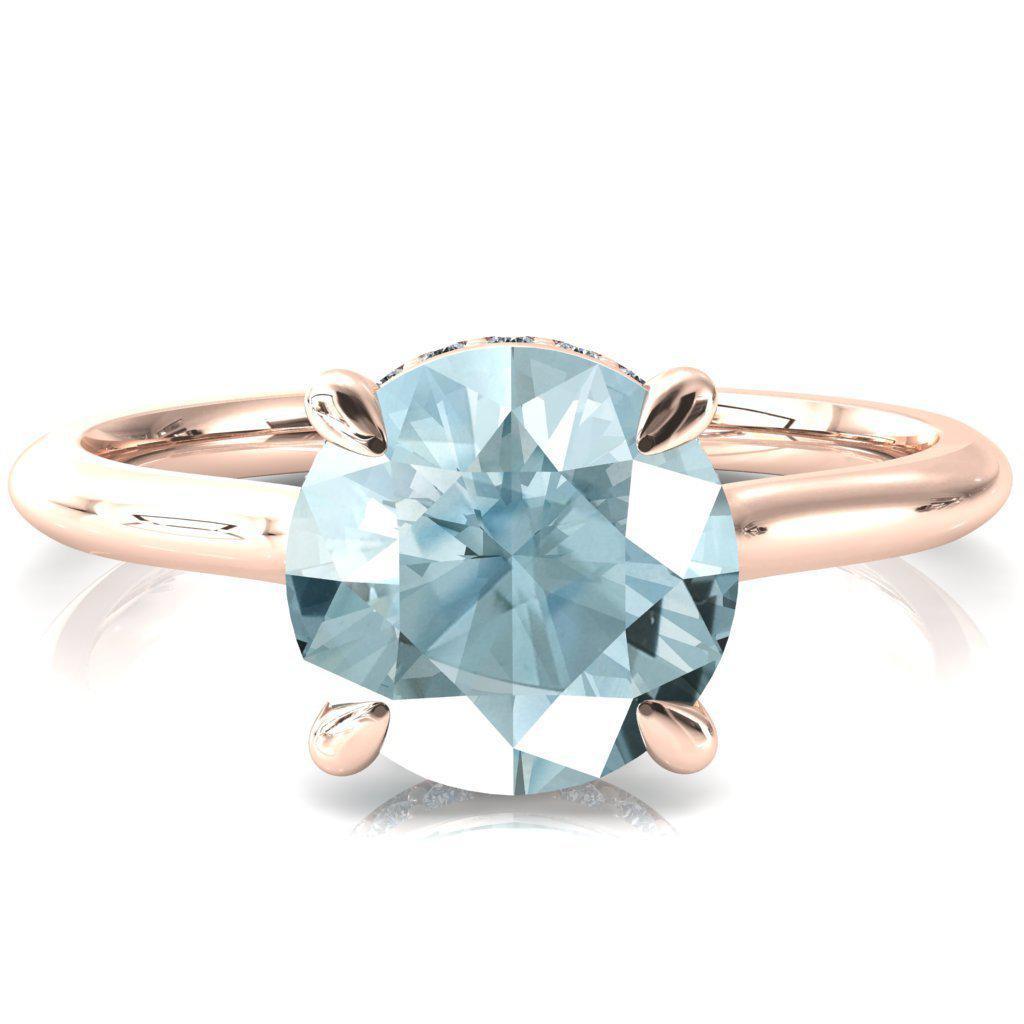 Secret Round Aqua Blue Spinel 4 Prong Floating Halo Engagement Ring-FIRE & BRILLIANCE