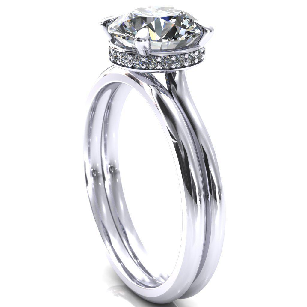 Secret Round Moissanite 4 Prong Floating Halo Engagement Ring-Custom-Made Jewelry-Fire & Brilliance ®