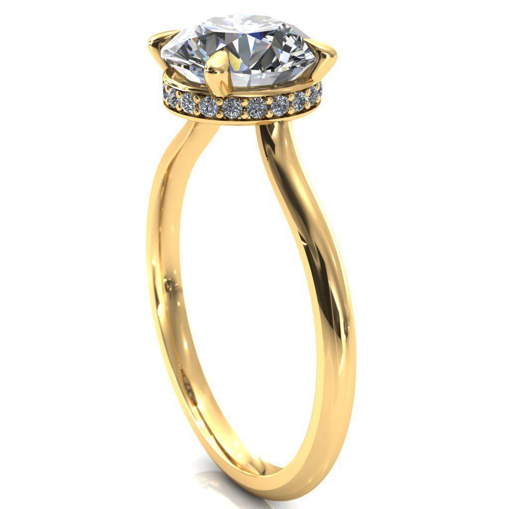 Secret Round Moissanite 4 Prong Floating Halo Engagement Ring-Custom-Made Jewelry-Fire & Brilliance ®