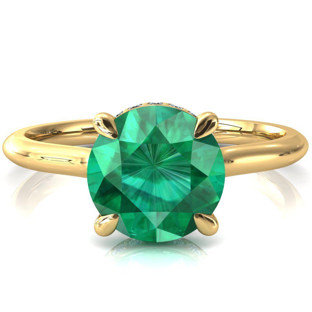 Secret Round Emerald 4 Prong Floating Halo Engagement Ring-FIRE & BRILLIANCE