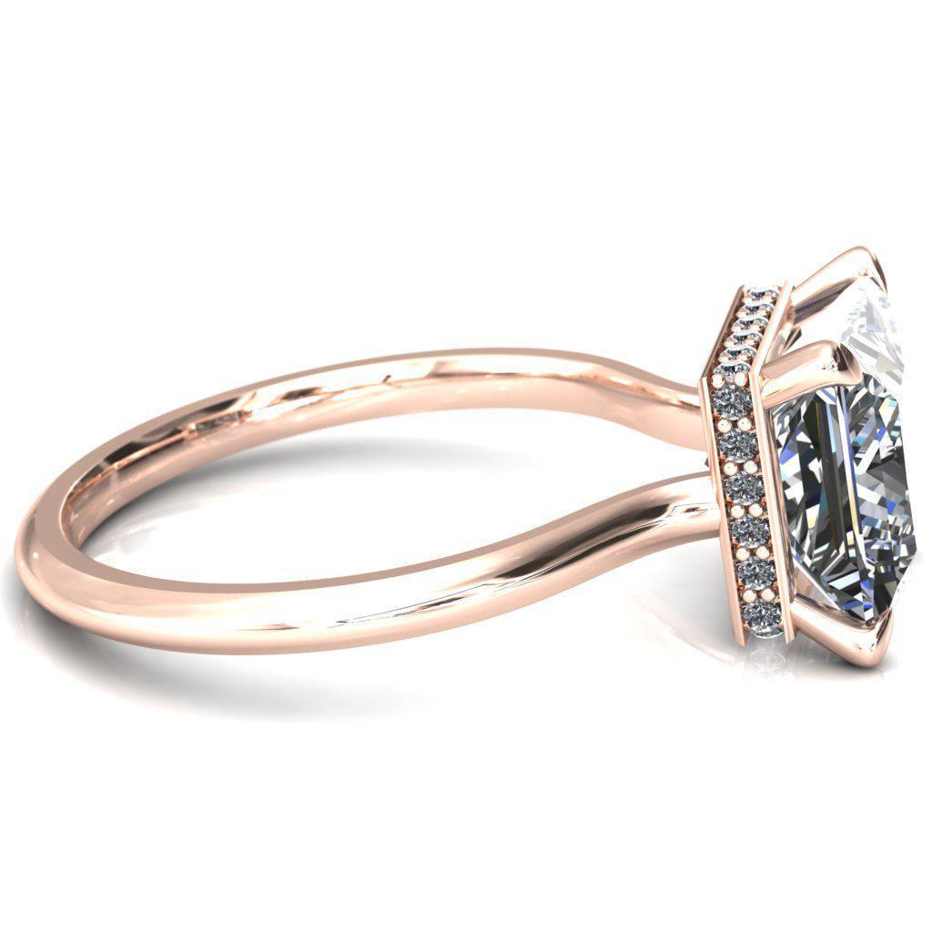 Secret Square/Princess Moissanite 4 Prong Floating Halo Engagement Ring-Custom-Made Jewelry-Fire & Brilliance ®