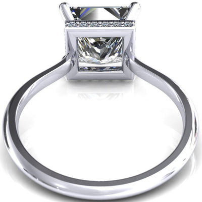 Secret Square/Princess Moissanite 4 Prong Floating Halo Engagement Ring-Custom-Made Jewelry-Fire & Brilliance ®