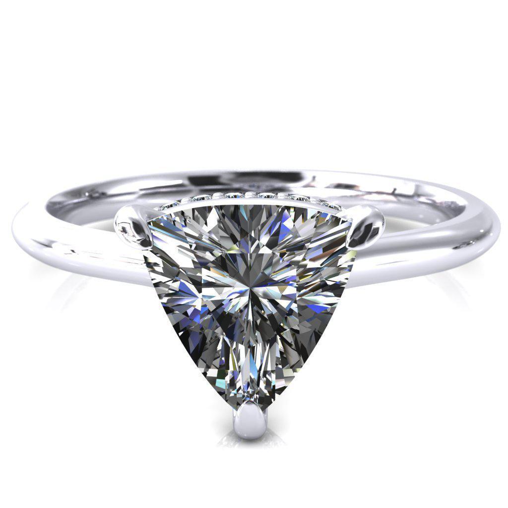 Secret Trillion Moissanite 3 Prong Floating Halo Engagement Ring-Custom-Made Jewelry-Fire & Brilliance ®