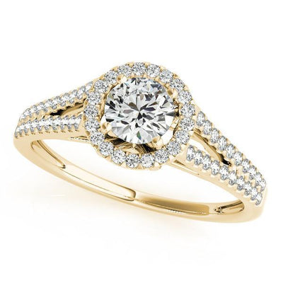 Selene Round Moissanite Split Shank Diamond Halo Engagement Ring-Custom-Made Jewelry-Fire & Brilliance ®